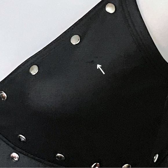 Vintage 90s Lip Service Punk Goth Studded Black Mini Dress S/M New Wave Gothic - Picture 10 of 10